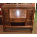 1930’s Oak Fall-front Bureau Bookcase. £60/80