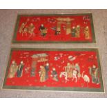 Pair of large framed Oriental Silk Panels 20” x 41” £100/150