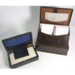 Edwardian Leather Covered Travelling Stationery/Writing Box and Leather Bound Bride Box. £50/70