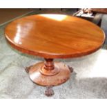 19th Century Mahogany Circular Breakfast Pedestal Table. £200/300