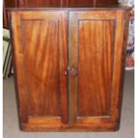19th Century Mahogany 2 Door Panelled Door and Shelved Cupboard. £80/120