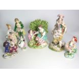 6 Continental Porcelain Figurine Groups. £60/80
