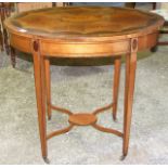 Georgian Oval Occasional Table with Fan Decorated Inlay on Squared Tapered Legs and Lower