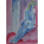 KIM REDPATH – Blue and Rose. Watercolour. Signed. Dated 2001. (22” x 16”). £80/120