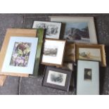 12 Assorted Watercolours , Prints etc £20/30
