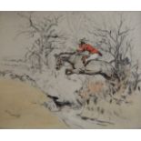 TOM CARR – the Huntsman. Limited Edition Drypoint Etching (32/75). Signed (10” x 11¾”). £150/200