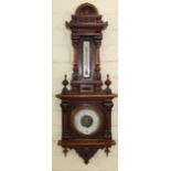 Late 19th Century Walnut Cased Aneroid Barometer and Thermometer. £80/120
