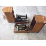 2 Vintage Singer Sewing Machines with Wooden Cases. £20/30