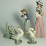 3 Nao Figures and 2 Lladro Geese. £30/40