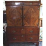 Queen Anne Walnut Cabinet with Fitted Interior on later Mahogany Base. £250/350