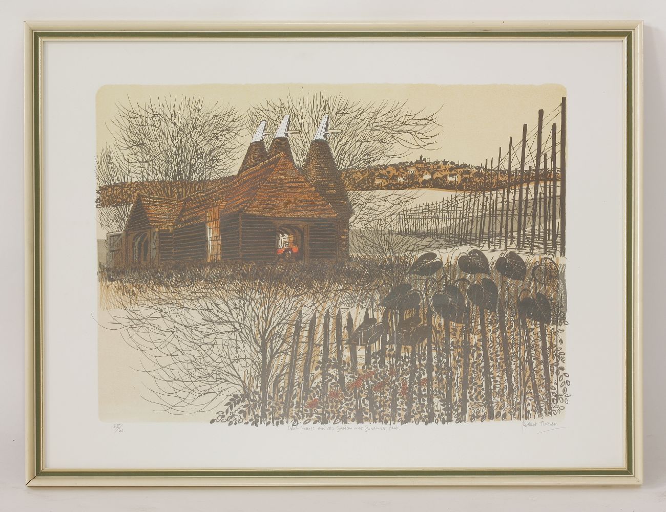 *Robert Tavener (1920-2004) 'OLD BARN AND FARM NEAR TENTERDEN, KENT';  'OAST HOUSES AND HOP - Image 2 of 4