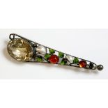 An Arts and Crafts silver, citrine, agate and blister pearl brooch, attributed to George Hunt.  A