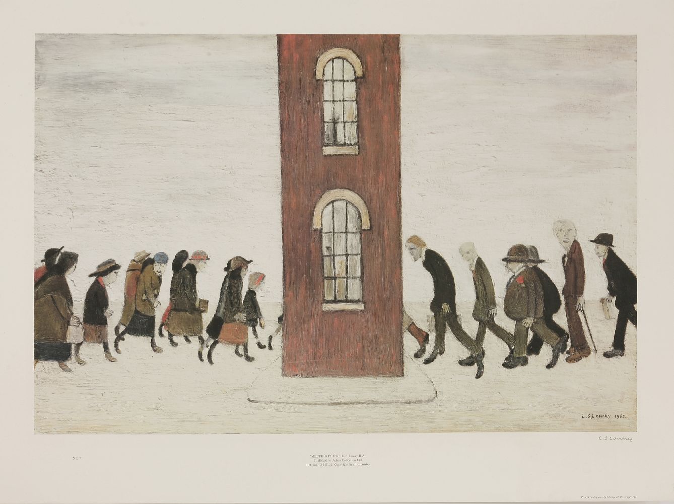 *Laurence Stephen Lowry RA (1887-1996) 'MEETING POINT' Limited edition colour print, signed in