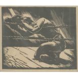 *Stanislaw Raczynski (Polish, b.1903) THE BOXER Woodcut, signed, inscribed with title and dated 1929