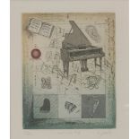 *M... J... Wells (b.1965) 'ORCHESTRA NUMBER 3' Etching and aquatint, signed, inscribed with title