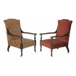 A pair of 'Saville' armchairs, after a design by George Jack for Morris & Co., with mahogany