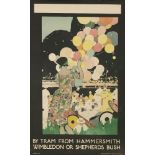 *Fred Taylor (1875-1963) 'BY TRAM FROM HAMMERSMITH, WIMBLEDON OR SHEPHERDS BUSH' Original poster