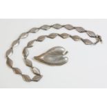 A Danish sterling silver leaf necklace, by Hermann Siersbol - Kastrup 1948-, composed of