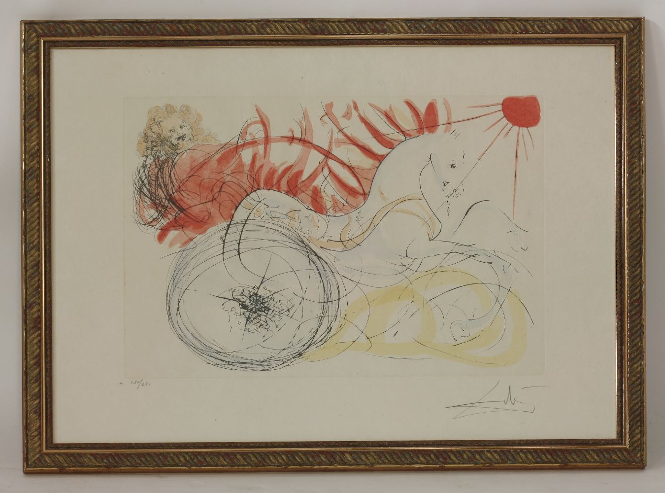 *Salvador Dal¡ (Spanish, 1904-1989)  ELIJAH AND THE CHARIOT Drypoint on wove paper, signed and - Image 2 of 4