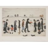 *Laurence Stephen Lowry RA (1887-1996) 'MAN HOLDING CHILD' Limited edition colour print, signed in