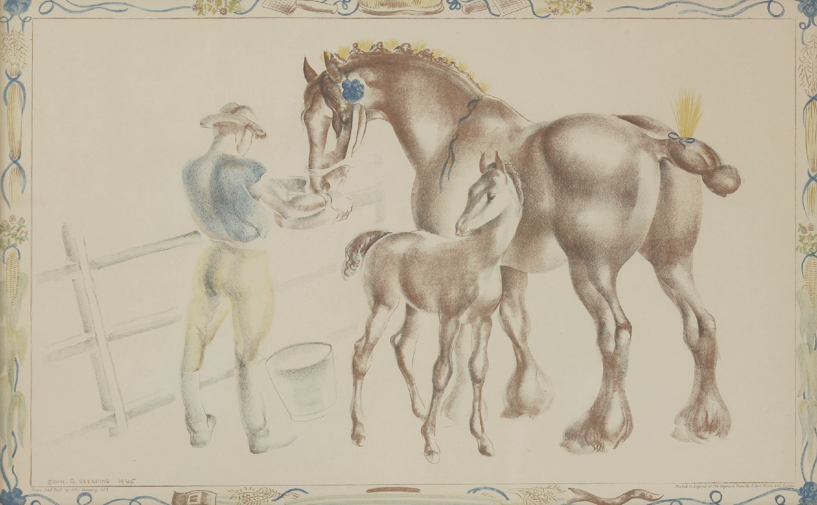 *John Skeaping, RA (1901-1980) MARE AND FOAL  Lithograph, 1945, from School Prints printed at the