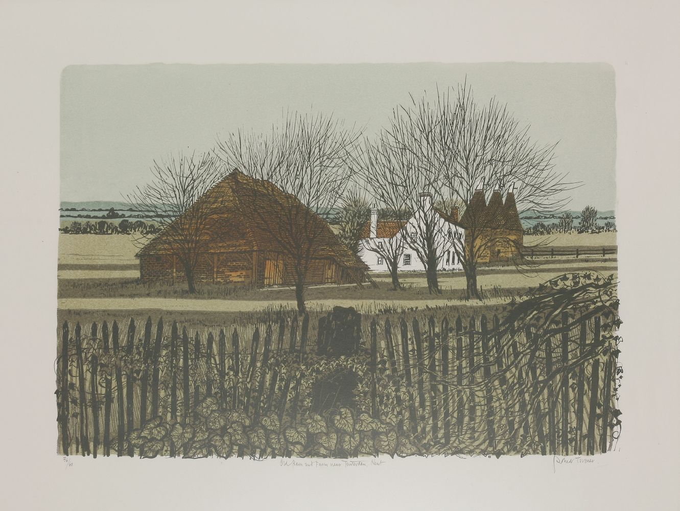 *Robert Tavener (1920-2004) 'OLD BARN AND FARM NEAR TENTERDEN, KENT';  'OAST HOUSES AND HOP - Image 4 of 4