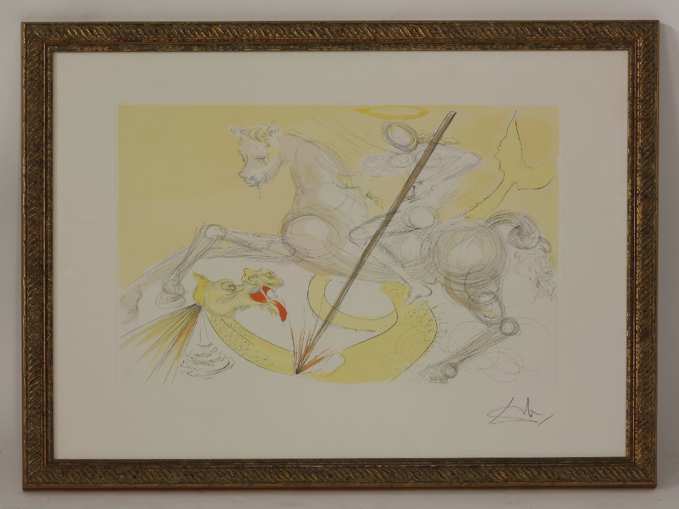 *Salvador Dal¡ (Spanish, 1904-1989)  ST GEORGE AND THE DRAGON Drypoint on Arches paper, signed in - Image 2 of 4