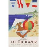 Visitez la C“te d'Azur'  A lithographic poster, printed by Perceval Paris, linen-backed 99 x 62.5cm,