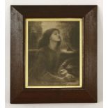 A walnut frame, with a photogravure after Dante Gabriel Rossetti of Beata Beatrix,  55.5 x 46.5cm