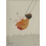 *Janet Ledger (b.1934) CHILD ON A SWING  Signed l.r., oil on board  15 x 11.5cm *Artist's Resale