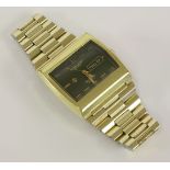 A gentlemen's gold-plated Favre Leuba Sea Raider Compressor 36000 bracelet watch, c.1973, a tonneau,