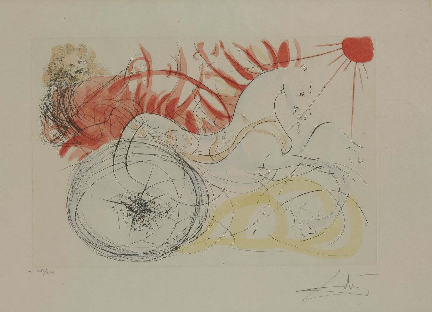 *Salvador Dal¡ (Spanish, 1904-1989)  ELIJAH AND THE CHARIOT Drypoint on wove paper, signed and