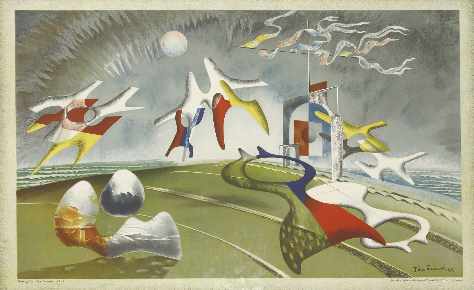 *John Tunnard (1900-1971) 'HOLIDAY'  Lithograph, 1947, from School Prints, printed at the Baynard