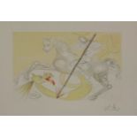*Salvador Dal¡ (Spanish, 1904-1989)  ST GEORGE AND THE DRAGON Drypoint on Arches paper, signed in