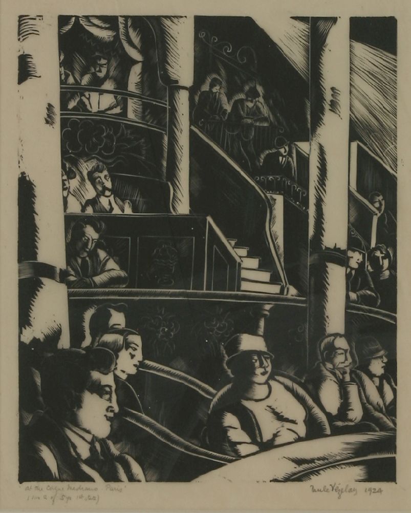 *Paule Vezelay (1892-1984) 'AT THE CIRQUE MEDRANO, PARIS', 1924 Woodcut, signed, inscribed with