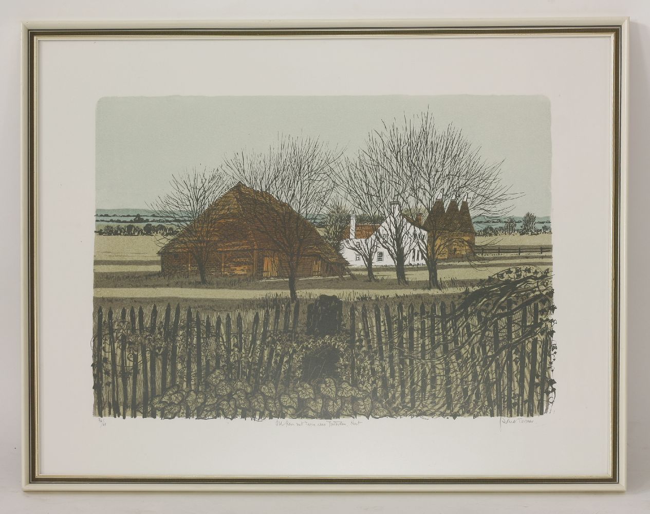 *Robert Tavener (1920-2004) 'OLD BARN AND FARM NEAR TENTERDEN, KENT';  'OAST HOUSES AND HOP