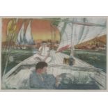 *Richard Bawden (b.1936) 'FELUCCA ON THE NILE' Etching and aquatint, signed, inscribed with title