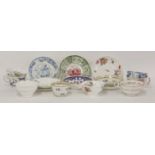 A Grainger & Co trio, a Grainger Lee & Co blue and white tea cup and saucer, a Derby tea bowl and