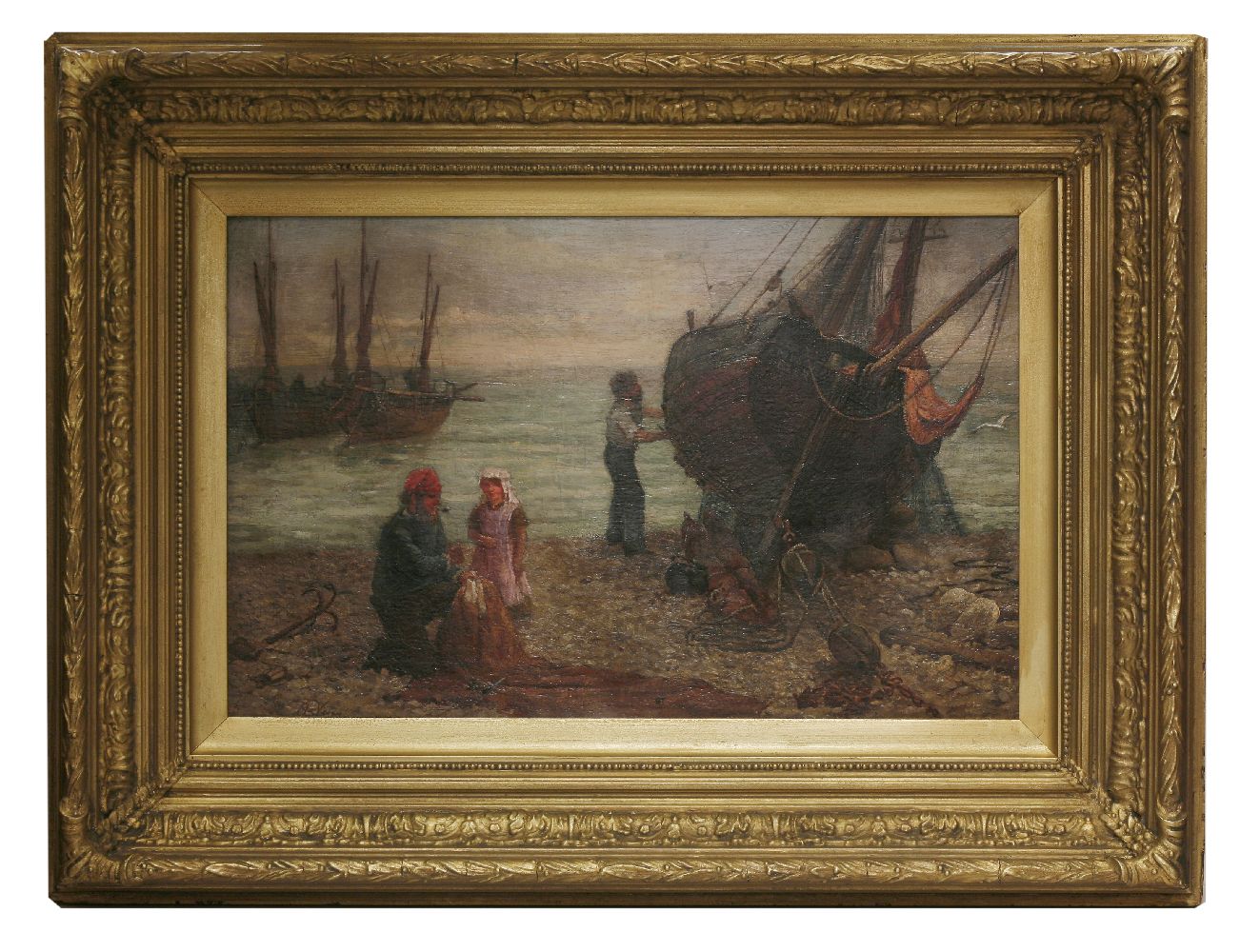 Arthur Verey (19th century)FISHERFOLK ON A BEACHSigned l.l., oil on canvas38.5 x 58.5cm - Image 2 of 4