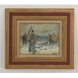 ... Le Franc (French, 20th century)FISHERMEN ON A SHORESigned l.r., oil on canvas19 x 24cm