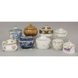 Nine early 19th century English porcelain and pottery sucriers, various factories, some pattern