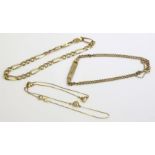 Two 9ct gold bracelets, and a gold anklet (3)