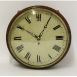 A 19th century mahogany wall clock, the 12 inch painted dial with convex glass and single fusee