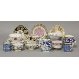 Fourteen early/late 19th century English porcelain cups and saucers, to include a pair by Shore,