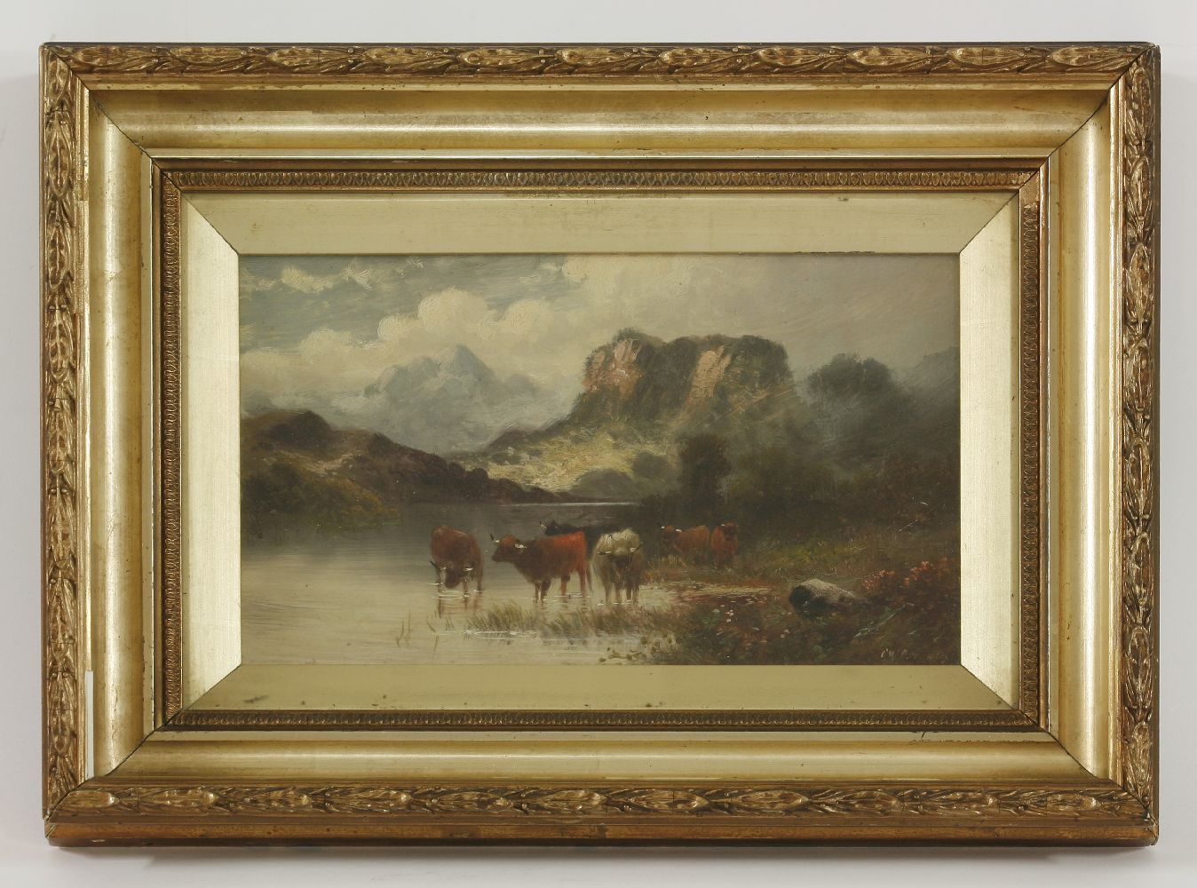 Charles W Oswald	(19th century)HIGHLAND CATTLEA pair, one signed, oil on board14 x 23cm (2) - Image 5 of 6
