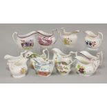 Twelve English cream jugs, late 18th/early 19th century, to include hand painted shell pattern,