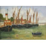 Eric Ward (b.1945)THAMES BARGES AT MALDONSigned l.l., inscribed with title verso, oil on board15.5 x
