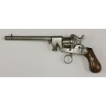 A Continental pin fire pistol, 19th century, with foliate engraved barrel and action, ring trigger