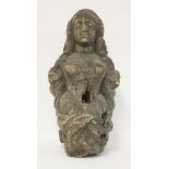 A carved pine ship's figurehead,mid 19th century, in the form of a lady on a scrolled base, believed