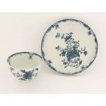 A Worcester blue and white Tea Bowl and Saucer,c.1775-1780, painted in the 'Mansfield' pattern,